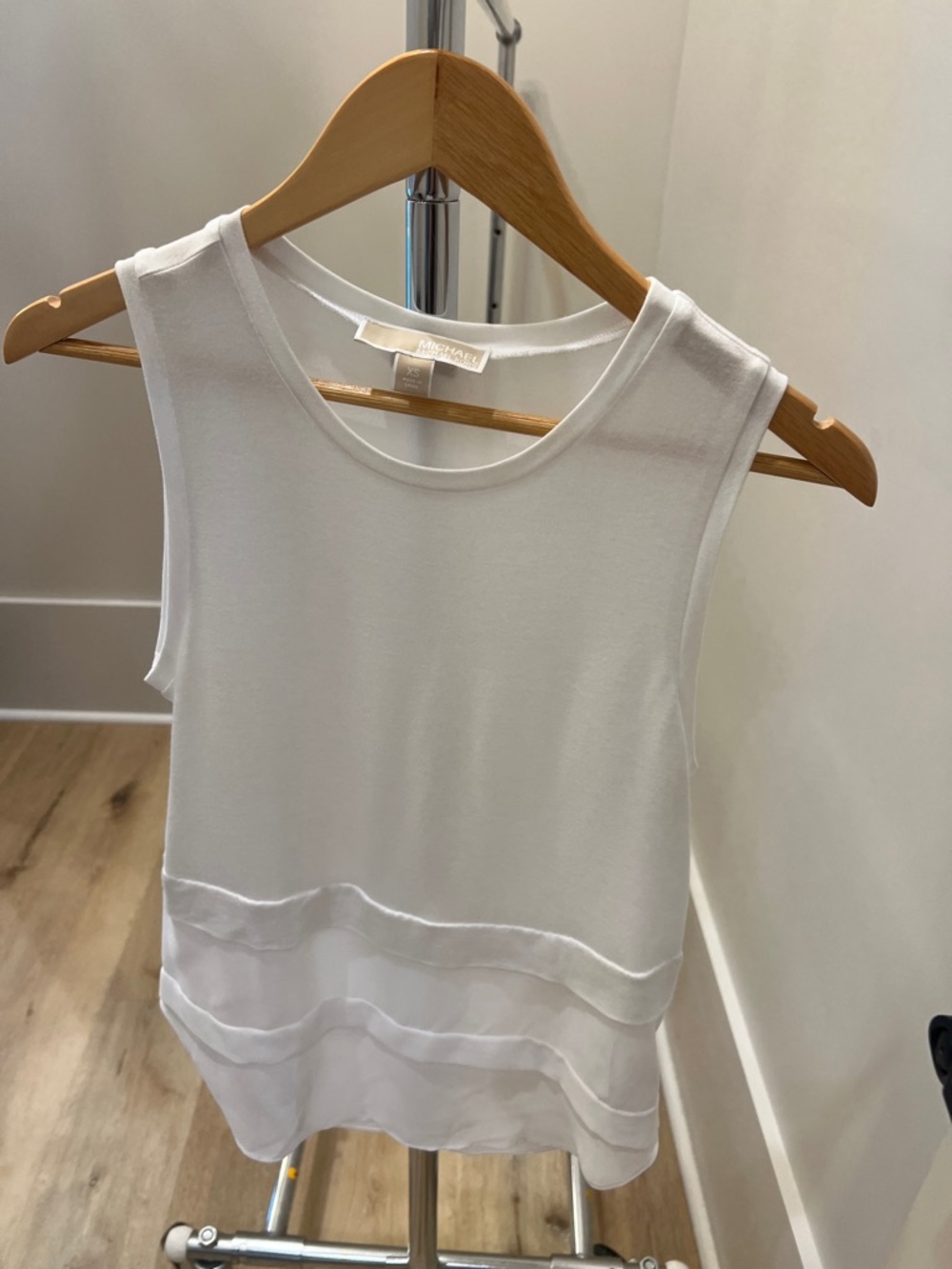 MICHAEL Michael Kors White Layered Knit Sleeveless Tank